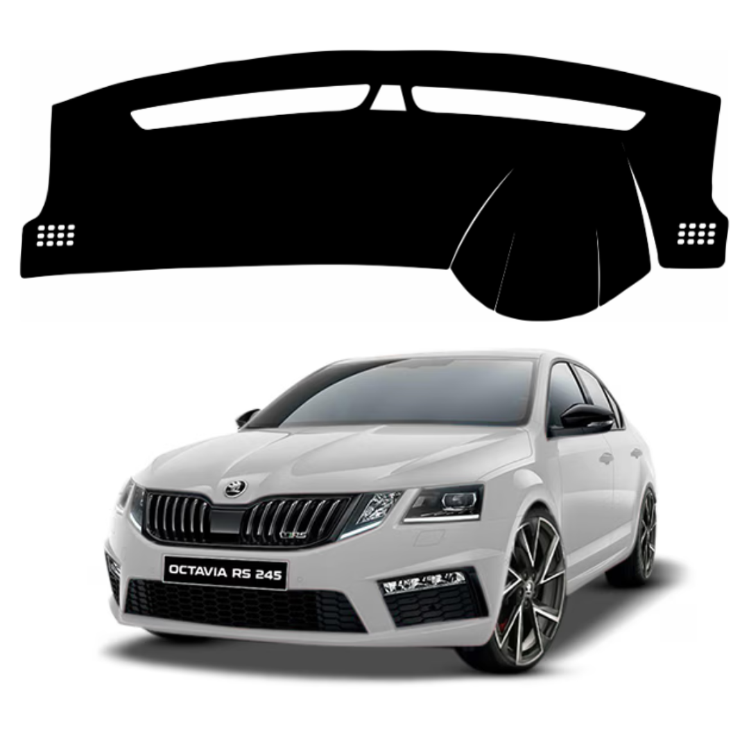 ZEETAS Skoda Octavia 2015-2021 Car Dashboard Cover Black Color Custom Fit Anti-Slip UV Protection Dashboard Mat