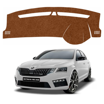 ZEETAS Skoda Octavia 2015-2021 Car Dashboard Cover Brown Color Custom Fit Anti-Slip UV Protection Dashboard Mat