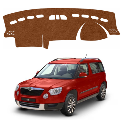 ZEETAS Skoda Yeti 2010-2014 Car Dashboard Cover Brown Color Custom Fit Anti-Slip UV Protection Dashboard Mat