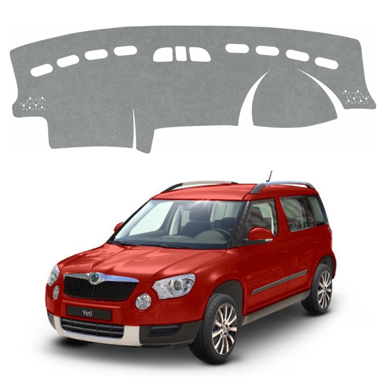 ZEETAS Skoda Yeti 2010-2014 Car Dashboard Cover Grey Color Custom Fit Anti-Slip UV Protection Dashboard Mat