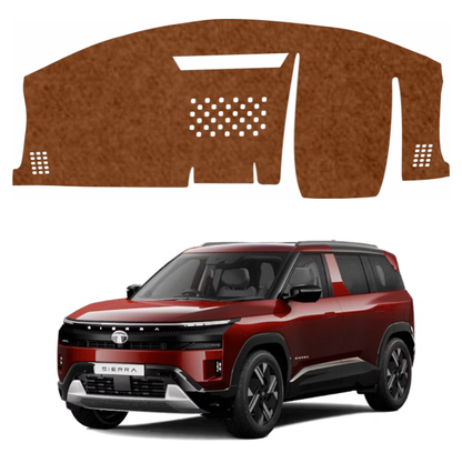 ZEETAS Tata sierra 2026 Car Dashboard Cover Brown Color Custom Fit Anti-Slip UV Protection Dashboard Mat