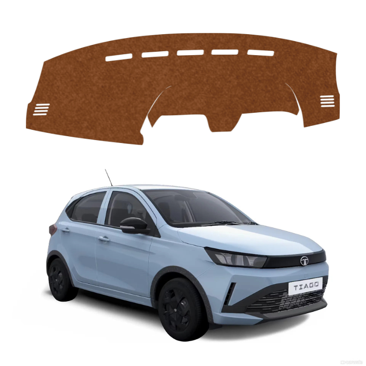 ZEETAS Tata Tigor 2026  Car Dashboard Cover Brown Color Custom Fit Anti-Slip UV Protection Dashboard Mat