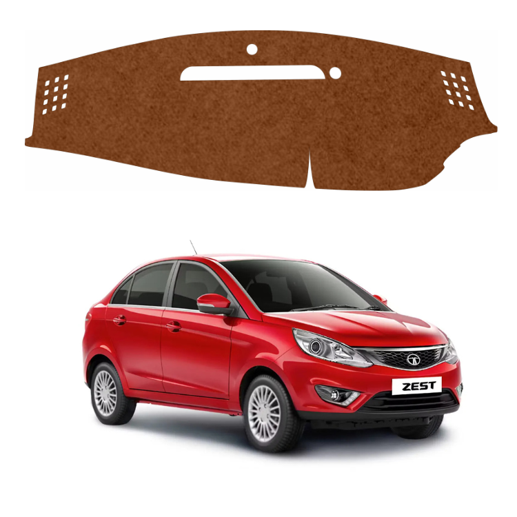 ZEETAS Tata Zest 2014-2019 Car Dashboard Cover Brown Color Custom Fit Anti-Slip UV Protection Dashboard Mat