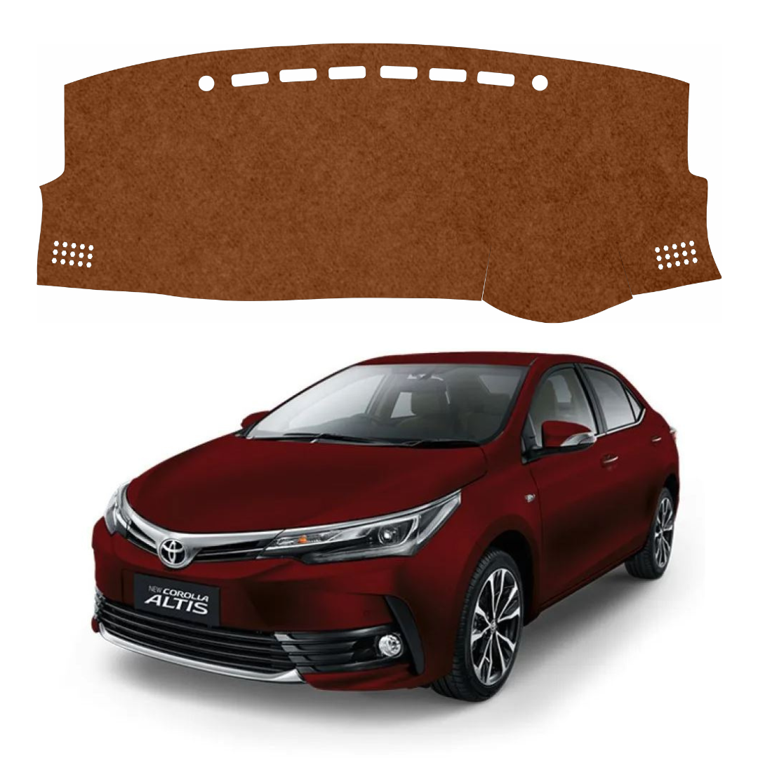 ZEETAS Toyota Corolla Altis 2014-2018 Car Dashboard Cover Brown Color Custom Fit Anti-Slip UV Protection Dashboard Mat
