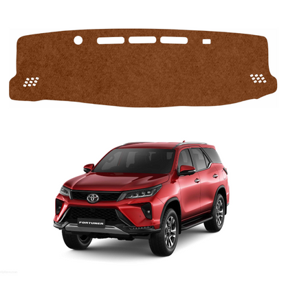 ZEETAS Toyota Fortuner 2017 To 2026 Car Dashboard Cover Brown Color Custom Fit Anti-Slip UV Protection Dashboard Mat