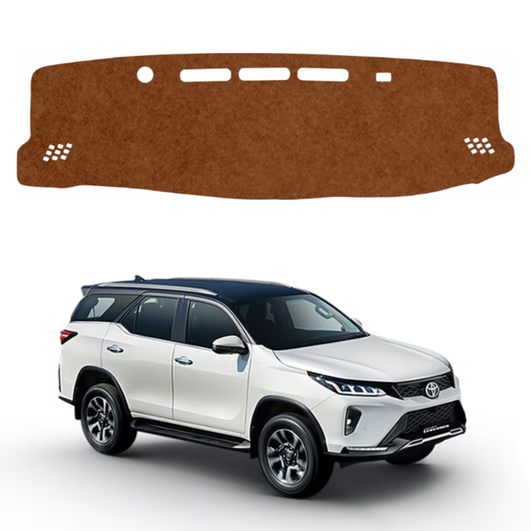 ZEETAS Toyota Fortuner Legender 2021 To 2026 Car Dashboard Cover Brown Color Custom Fit Anti-Slip UV Protection Dashboard Mat