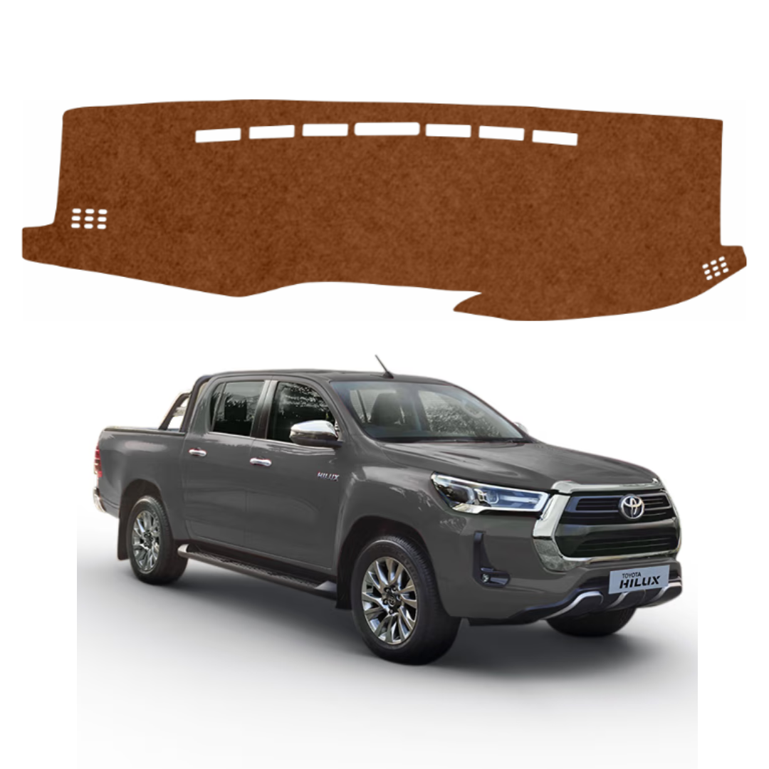 ZEETAS Toyota Hilux 2022 To 2026 Car Dashboard Cover Brown Color Custom Fit Anti-Slip UV Protection Dashboard Mat