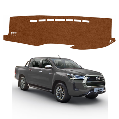 ZEETAS Toyota Hilux 2022 To 2026 Car Dashboard Cover Brown Color Custom Fit Anti-Slip UV Protection Dashboard Mat