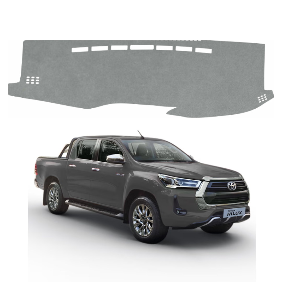 ZEETAS Toyota Hilux 2022 To 2026 Car Dashboard Cover Grey Color Custom Fit Anti-Slip UV Protection Dashboard Mat