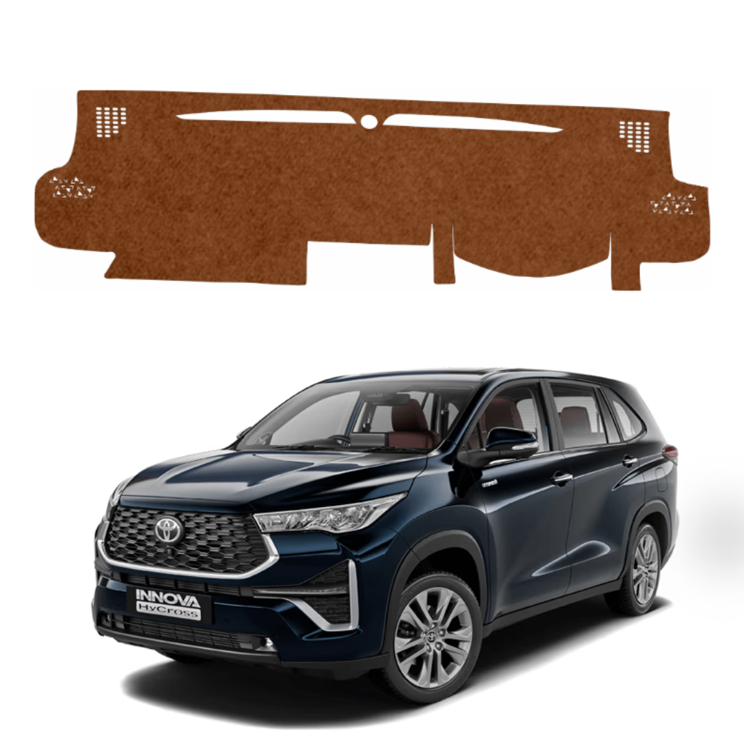 ZEETAS Toyota Innova Hycross 2022 To 2026 Car Dashboard Cover Brown Color Custom Fit Anti-Slip UV Protection Dashboard Mat
