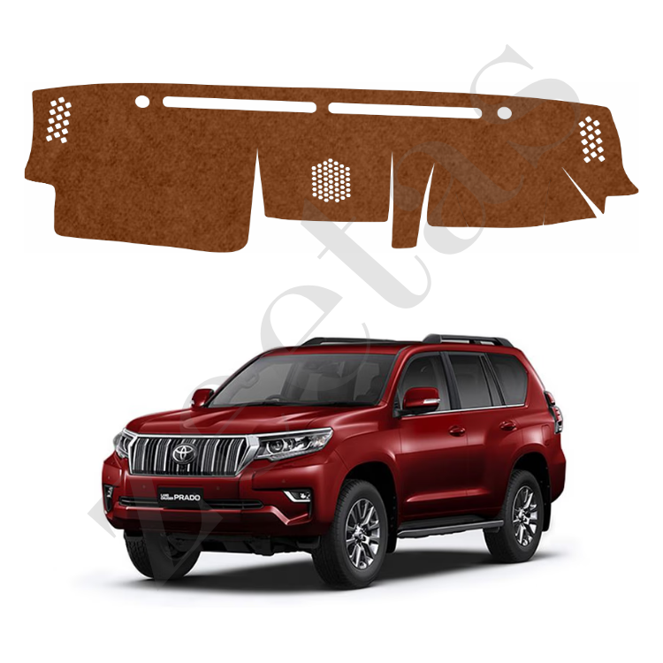 ZEETAS Toyota Prado 2009 To 2023 Car Dashboard Cover Brown Color Custom Fit Anti-Slip UV Protection Dashboard Mat