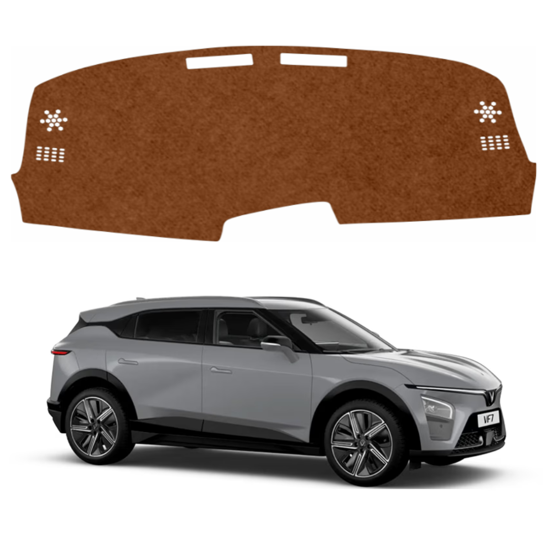 ZEETAS Vinfast VF 7 2025-2026 Car Dashboard Cover Brown Color Custom Fit Anti-Slip UV Protection Dashboard Mat
