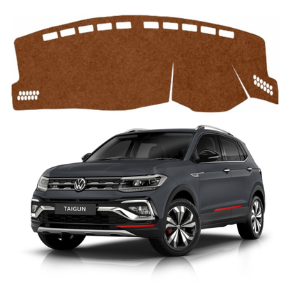 ZEETAS Volkswagen Taigun 2021 to 2026 Car Dashboard Cover Brown Color Custom Fit Anti-Slip UV Protection Dashboard Mat