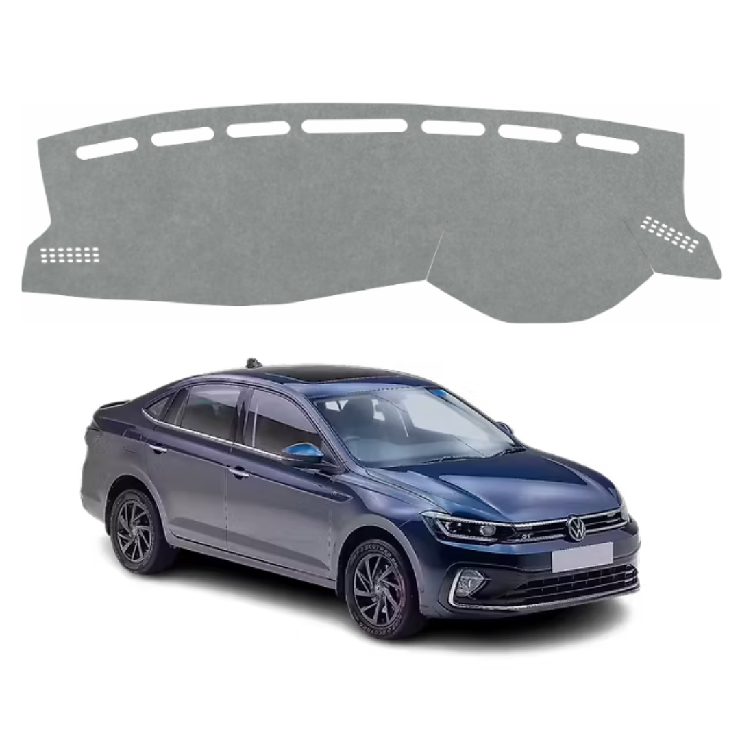 ZEETAS Volkswagen Virtus 2022 To 2026 Car Dashboard Cover Grey Color Custom Fit Anti-Slip UV Protection Dashboard Mat