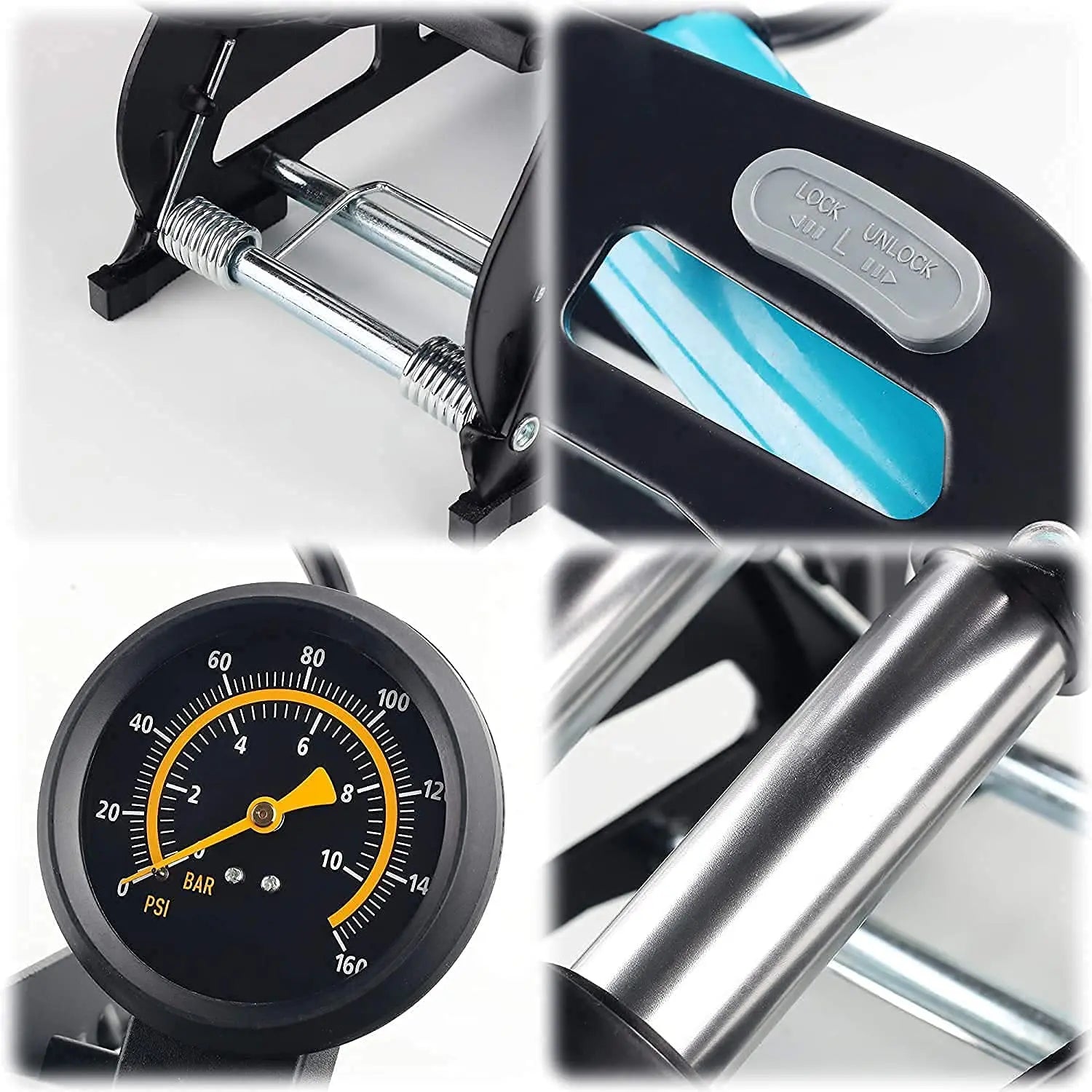 Car Double Cylinder Portable Foot Pump Air Tyre Inflator with Pressure Gauge for Car Tyres - zeetas